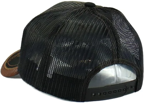Vista 5 de Gorra de béisbol curvada de malla de camionero bordada estilo occidental de México con diseño de gallo