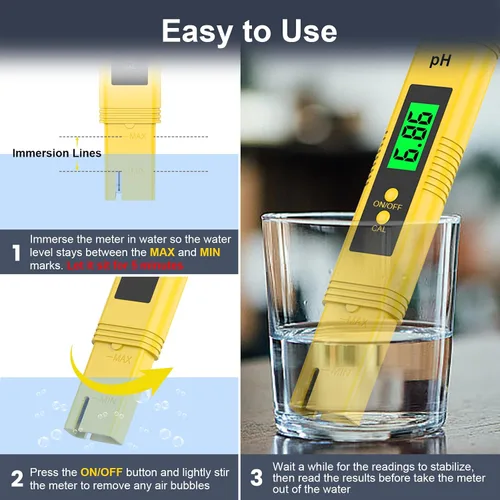Vista 8 de 2025 Nuevo Medidor de pH para Agua - Probador Digital de pH de Alta Precisión (Precisión de 0.01) con Certificación UL y 3 Polvos de Calibración