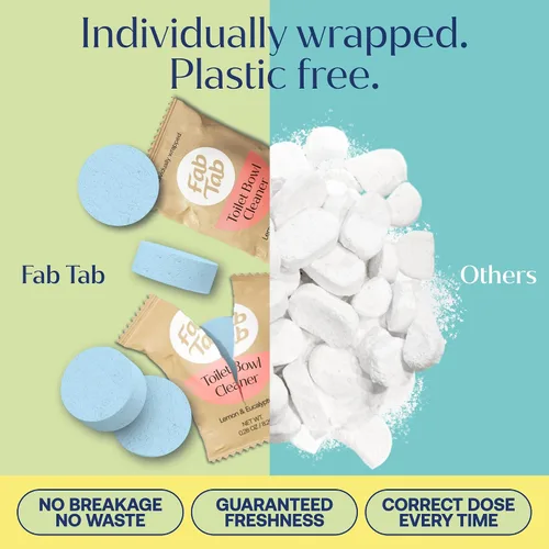 Vista 5 de Pastillas Limpiadoras de Inodoro Fab Tab, Poderosa Eliminación de Manchas, Sin Químicos Agresivos, Sin Plástico, Elimina Óxido y Manchas, Seguro