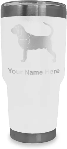 Vista 24 de LaserGram Vaso aislado al vacío de 20 onzas, perro sabueso, grabado personalizado incluido (negro)