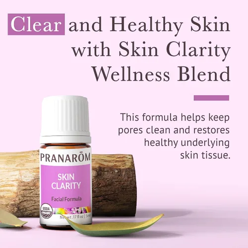 Vista 2 de Pranarom - Mezcla de aceites esenciales Claridad para la piel (0.2 fl oz) - Lavanda, árbol de té, tomillo, romero, niaouli, manzanilla y helicriso