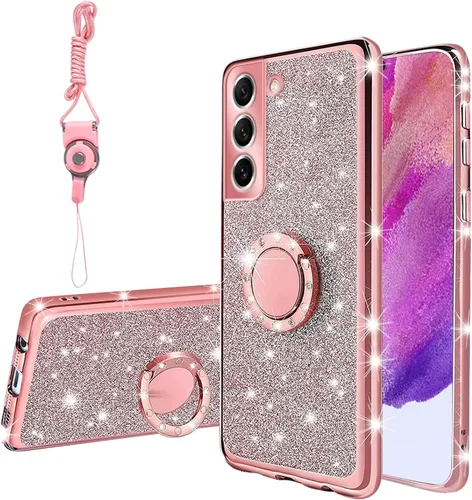 Vista 17 de Funda para Samsung Galaxy S9, Galaxy S9 para mujer, con purpurina, suave, elegante, transparente, TPU de lujo, linda funda protectora con correa