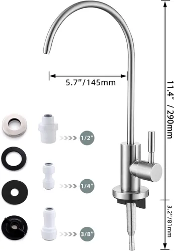 Vista 7 de Grifo de agua potable, grifo de filtro de agua para fregadero fácil de instalar, grifos de ósmosis inversa sin plomo para fregadero de barra