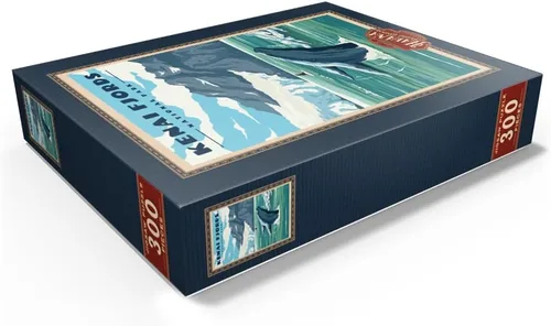 Vista 9 de MyPuzzle Parque Nacional de los Fiordos Kenai - Refugio de ballenas en la naturaleza, póster de viaje vintage, rompecabezas premium de 100 piezas