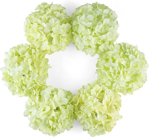 Vista 28 de DuHouse Hortensias artificiales de seda con tallos, hortensias falsas para bricolaje, centro de mesa de boda, decoración del hogar, paquete de 6