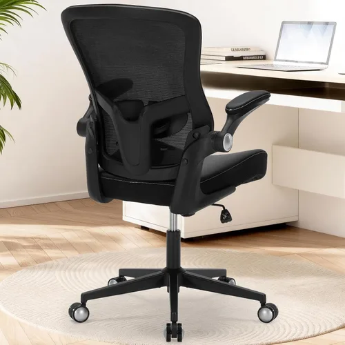 Vista 2 de Ergonomic PU Leather Office Chair, 400lbs Weight Capacity, Breathable Mesh Back, Adjustable Height & Flip-Up Arms, Heavy Duty Computer Desk Chair