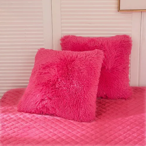 Vista 23 de LIFEREVO Paquete de 2 fundas de almohada de piel sintética, serie de lujo decorativa para el hogar de felpa peluda, funda de almohada peluda súper
