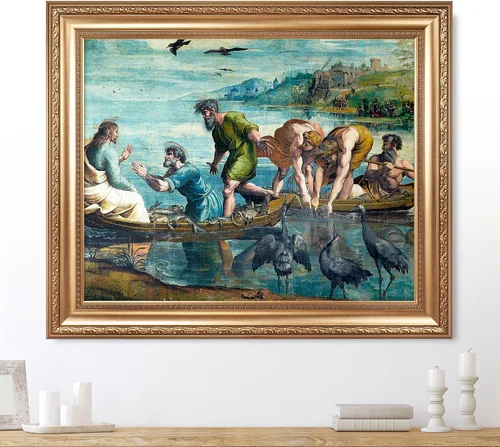 Vista 10 de Anunciación de Leonardo da Vinci Reproducciones de arte clásico, impresiones en lienzo giclée para decoración del hogar, 16 x 30 pulgadas