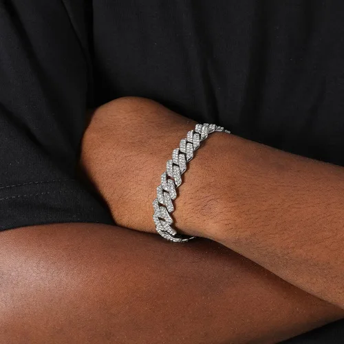 Vista 6 de Saintda Cuban Link Bracelet For Men WomenRose Gold18K Gold PlatedSilver Bracelet13mm8 inches Miami Iced Out Bracelet Hip Hop Bracelets Jewelry