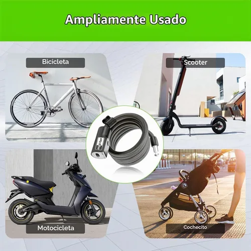 Vista 3 de Bloqueo de scooter de 4 pies – Bloqueo de cable antirrobo con soporte de montaje, se adapta a scooter eléctrico, bicicleta de carretera, bicicleta
