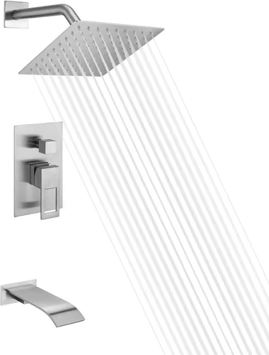 Vista 16 de sumerain Sistema de grifo para bañera y ducha con boquilla de cascada y cabezal de ducha de mano, válvula equilibrada de presión, oro cepillado