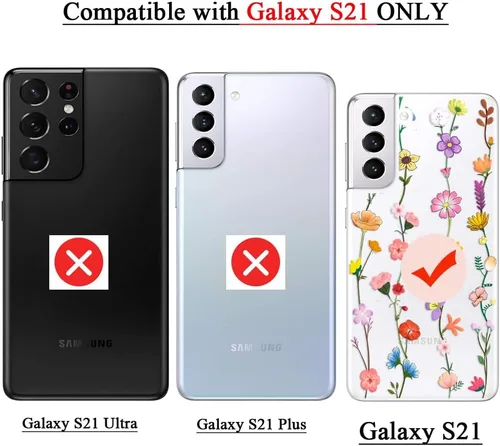 Vista 8 de Unov Funda para Galaxy S21, transparente con diseño, ajuste delgado, buen agarre, funda de teléfono en relieve, cubierta protectora a prueba