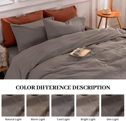 Vista 460 de NEXHOME PRO Funda de edredón Twin XL 100% algodón lavado, transpirable, duradera, texturizada, similar al lino, juego de ropa de cama para el hogar