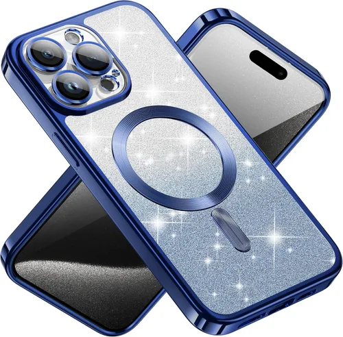 Vista 5 de Funda magnética transparente para iPhone 15 Pro Max, silicona transparente a prueba de golpes con carga MagSafe, fundas protectoras de lujo