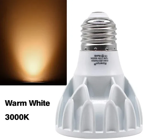 Vista 2 de PAR20 Bombilla LED de 12 W, regulable, 3000 K, blanco suave, foco COB ángulo de haz de 24°, base E26 para iluminación empotrada, campana extractora