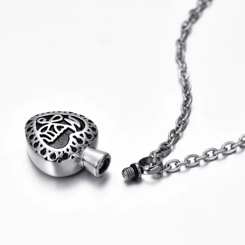 Vista 19 de Collar de urna conmemorativa de acero inoxidable para cenizas con texto en inglés "Dad in Heart", Acero inoxidable