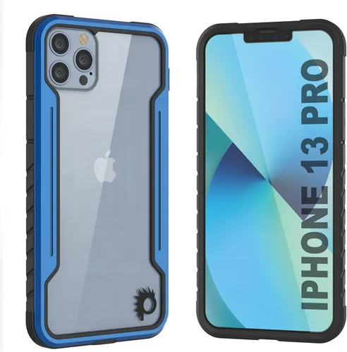 Vista 11 de Punkcase Diseñada para iPhone 13 Pro [Armor Stealth Series] funda protectora de grado militar con marco de aluminio [parte trasera transparente]