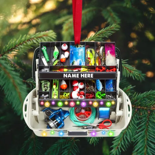 Vista 7 de Pesca en el cielo, adorno de pesca personalizado, decoración de Navidad para amantes de la pesca, nombre y fecha personalizados, regalo