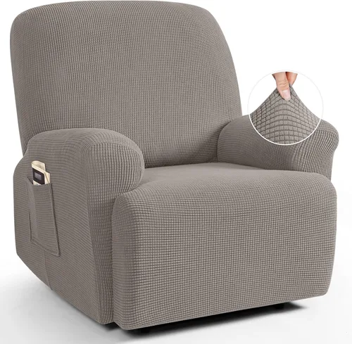 Vista 11 de TAOCOCO Funda reclinable de 4 piezas, funda elástica para sofá reclinable de 4 piezas, funda reclinable con 1 asiento, protector de sofá suave