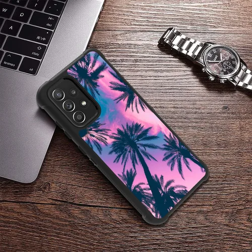 Vista 3 de Funda protectora híbrida para Samsung Galaxy A52 (4G/5G) de 6.5 pulgadas, palmera