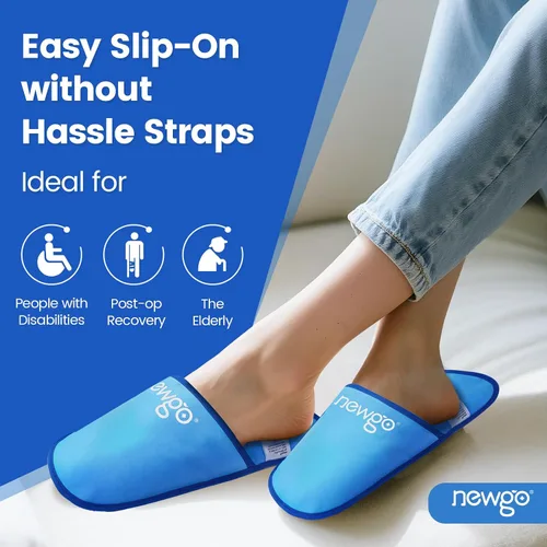 Vista 3 de NEWGO Pantuflas de hielo para pies para fascitis plantar y neuropatía, aptas para HSA o FSA, paquete de 2 pantuflas de hielo de gel para cirugía