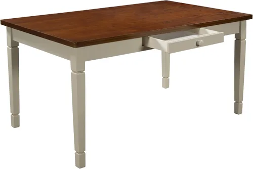 Vista 9 de Juego de mesa de comedor de madera de 60 pulgadas de largo con cajones pequeños, banco y 4 sillas de diseño ergonómico, juego de mesa de comedor