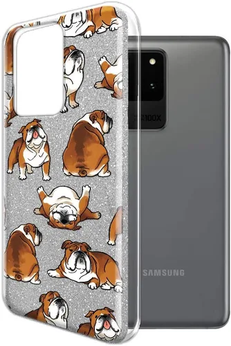 Vista 2 de FINCIBO Funda compatible con Samsung Galaxy S20 Ultra de 6.9 pulgadas, funda protectora de TPU con purpurina plateada brillante para Galaxy S20