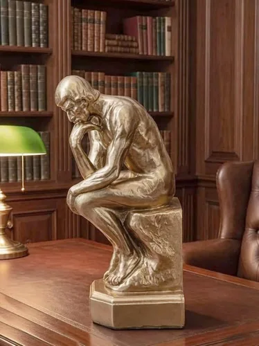 Vista 5 de Bellaa Thinker Sujetalibros Rodin Auguste - Estatua para libros con extremos resistentes, no esquíes, poliresina dorada de 9 pulgadas (1)