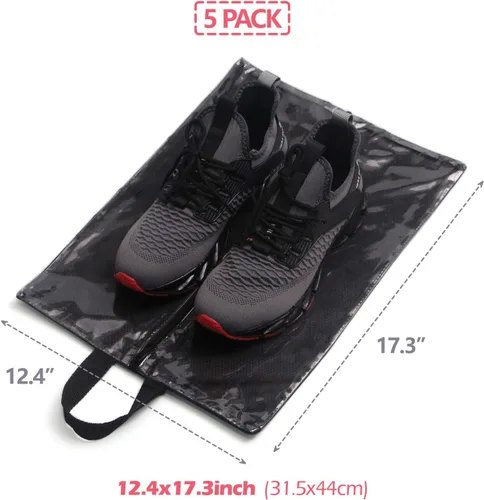 Vista 2 de Juego de 5 bolsas transparentes grandes para viajes, bolsas transparentes para zapatos para hombres y mujeres, bolsa de almacenamiento