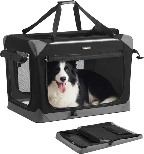 Vista 21 de Feandrea Collapsible Soft Dog Crate, Portable Travel Carrier, 24 Inches Negro