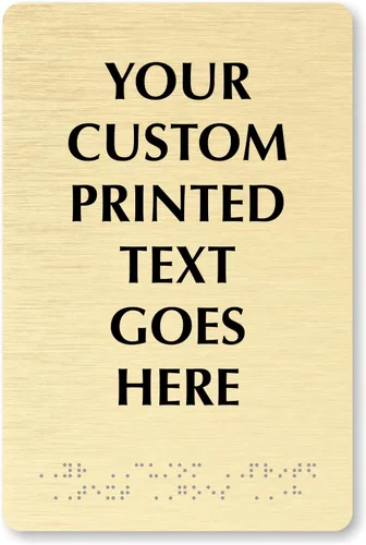 Vista 10 de SmartSign Letrero de Braille personalizado horizontal, 4 x 8 pulgadas, compatible con ADA, opciones de oro cepillado/plata, letrero de plástico