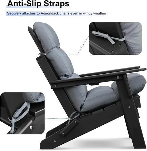 Vista 5 de Skypatio Adirondack - Cojín grueso para silla mecedora, impermeable, para patio al aire libre, con respaldo alto, color gris