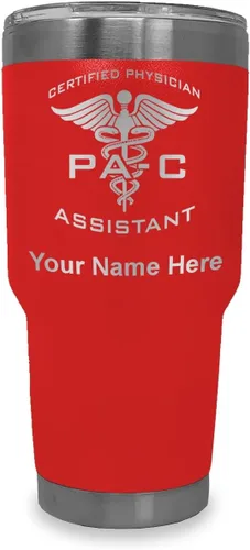 Vista 37 de LaserGram Vaso aislado al vacío de 20 onzas, asistente médico certificado PA-C, grabado personalizado incluido (negro)