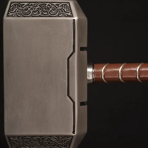 Vista 3 de Martillo de Thor con base Thor The Dark World Lightning Strike Hammer/Thanos - Martillo de doble hoja sin espada para Halloween y cosplay