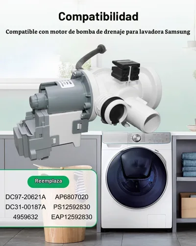 Vista 2 de Bomba de drenaje de lavadora DC97-20621A DC97-17999N mejorada para Samsung