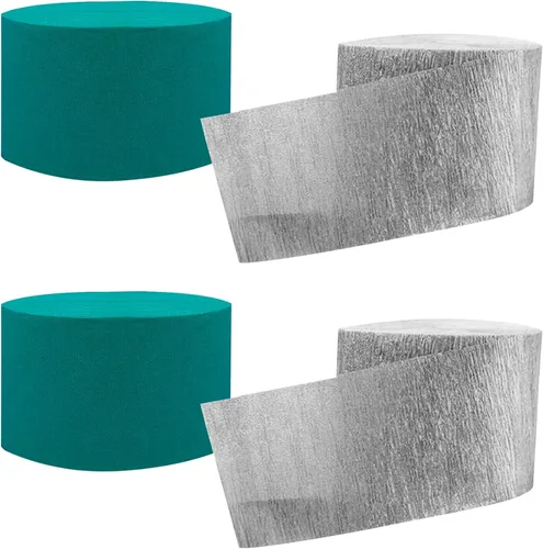 Vista 6 de Serpentinas de papel crepé negro y dorado (2 rollos de cada color)