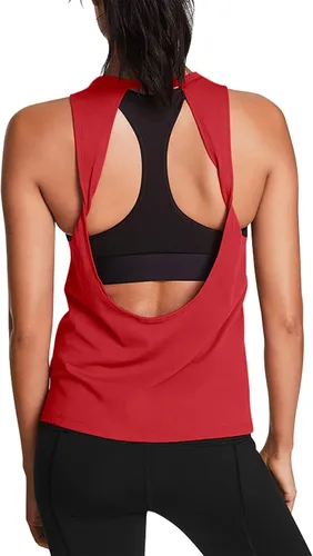 Vista 6 de Mippo Tops de entrenamiento para mujer, camisetas de yoga con espalda Verde militar