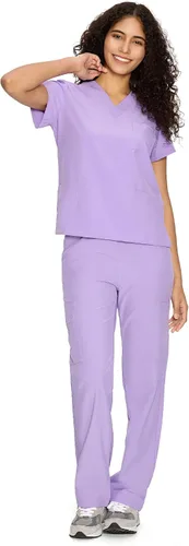 Vista 12 de COZYFIT Scrubs for Women Set - V-Neck & Straight Leg Pants with 9 Pockets Negro