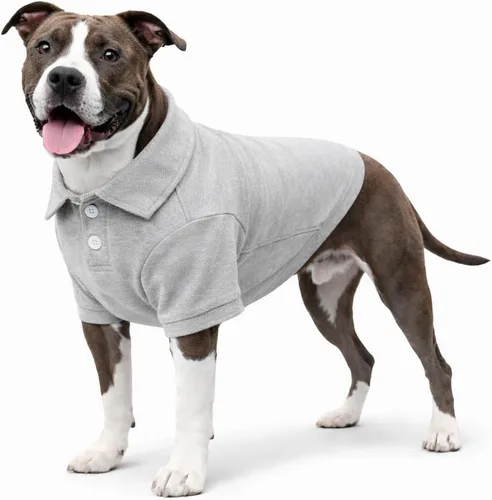 Vista 14 de lovelonglong Polo básico para perro, de algodón de primera calidad, para perros grandes, medianos y pequeños, con cuello de dos botones, color Negro