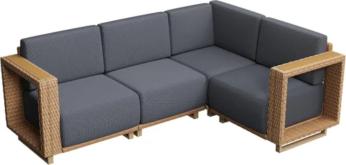Vista 18 de Aoxun Juego de muebles de patio, juego de sofá de 6 piezas, amarillo/beige Sandy