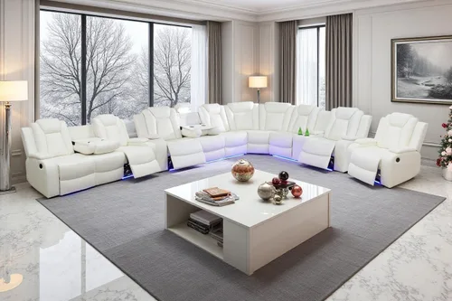 Vista 26 de A Ainehome Juego de sofá modular reclinable eléctrico con luz LED, sofás seccionales de cuero, juegos de muebles de sala de estar, juegos de sofá