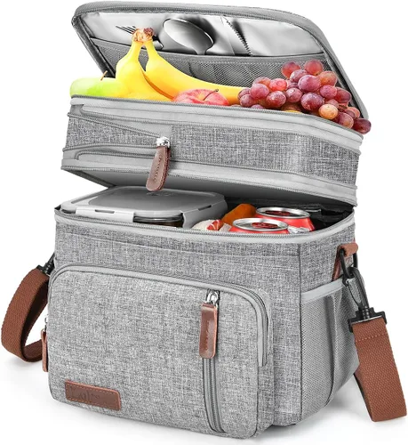 Vista 19 de Lonchera y bolsa de almuerzo para mujeres y hombres, lonchera grande aislada para adultos, a prueba de fugas, bolsa enfriadora para el trabajo