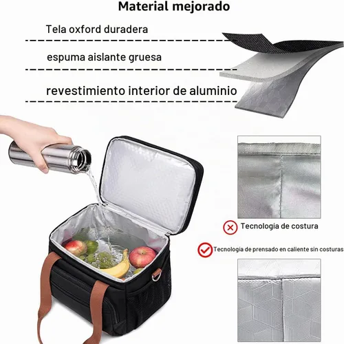 Vista 2 de Weitars Lonchera para mujeres y hombres, lonchera grande con doble compartimento para hombres, lonchera para adultos, para enfermeras, oficina Caqui