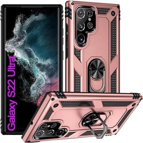 Vista 9 de ADDIT Funda S22 para Samsung Galaxy S22, con anillo de soporte, soporte ajustable, grado militar, protección resistente, a prueba de golpes