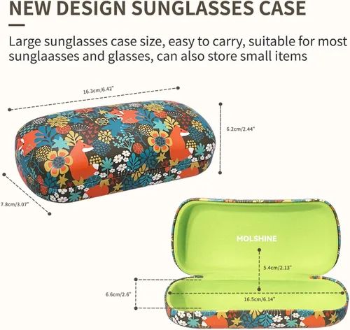 Vista 2 de molshine Estuche rígido para lentes de sol, estuche clásico para lentes de sol, lentes con paño de limpieza