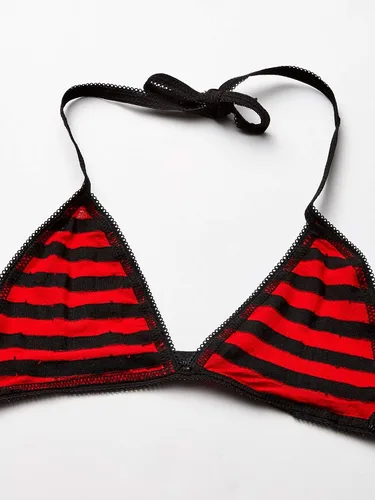 Vista 4 de Elegant Moments parte superior brasier con Tanga y Medias a rayas de la mujer