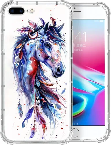 Vista 8 de CARLOCA Funda compatible con iPhone 7 Plus para niña, transparente con increíble diseño de nebulosa espacial, diseño de plástico a prueba de golpes