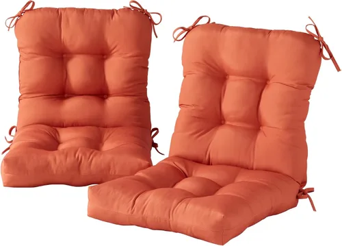 Vista 25 de Cojines para silla de exterior con bisagras, diseño de una sola pieza, cojín reversible para asiento y respaldo de patio con lazos, tela de Aloha