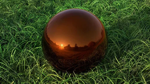 Vista 2 de Lulu Decor, bola de espejo de observación de cobre y acero inoxidable de 30,48 cm, globo de decoración de jardín con acabado suave y brillante