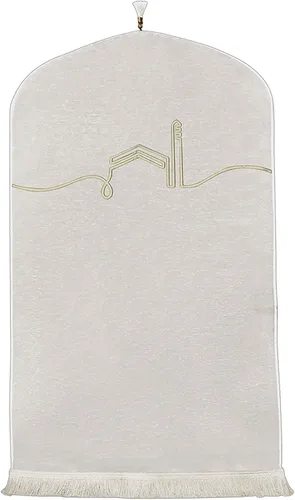 Vista 8 de Modefa Alfombra de oración islámica turca, felpilla tejida de lujo, Sajjadah, alfombra minimalista para oración de Ramadán, regalo de Eid, moderna
